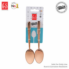 Chef Vicky Ratnani's Signature Collection By FnS Sorrento Rose Gold Stainless Steel Dessert Spoon 6 Pcs Set | Premium Textured Handle Design Cutlery for Home, Dining & Kitchen