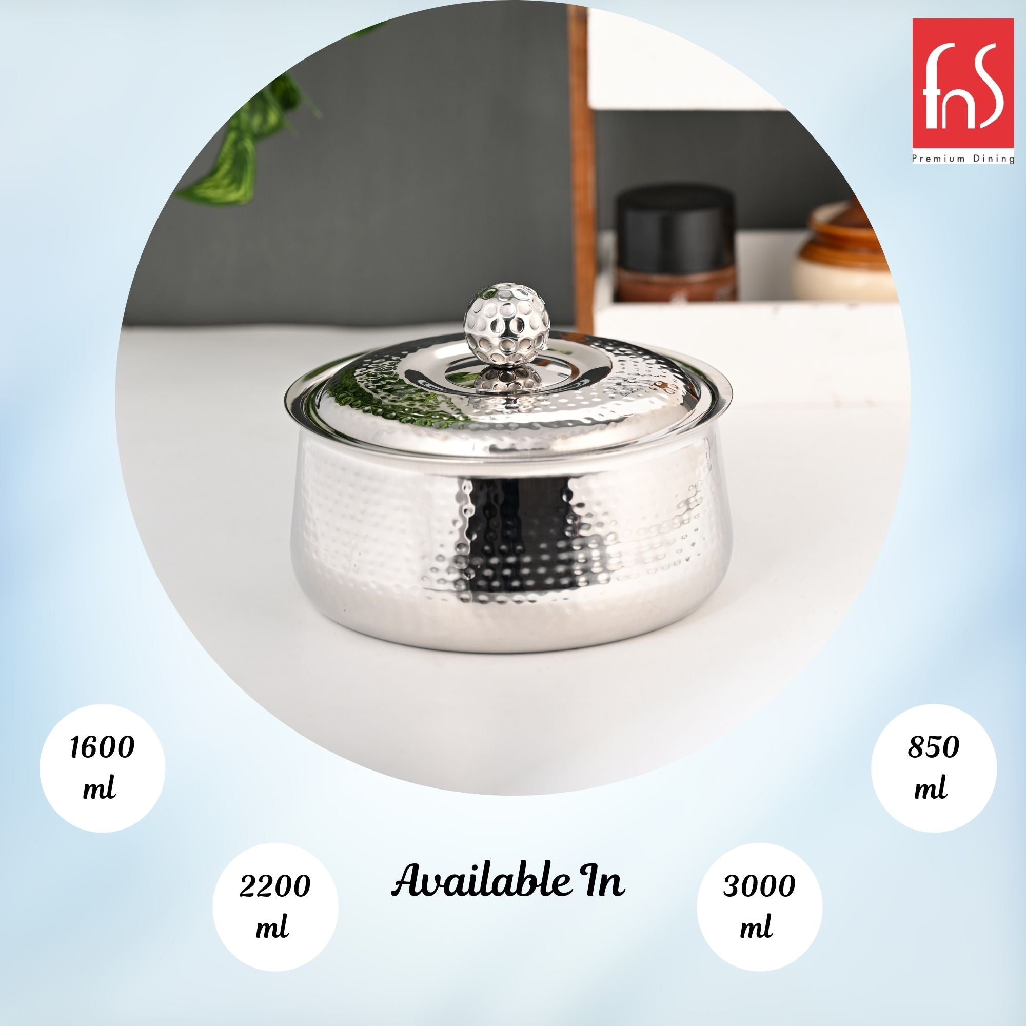 FnS Genoa Stainless Steel Casserole (1600 ML)