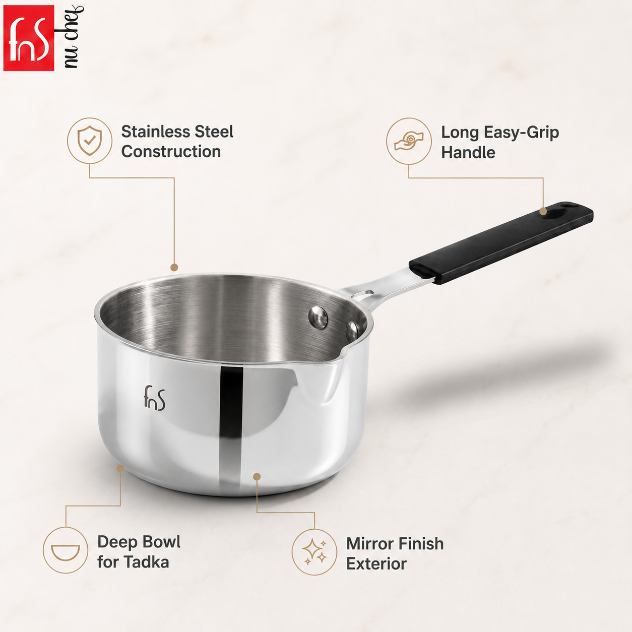 FnS Stainless Steel Mini Milk Pan 12 cm