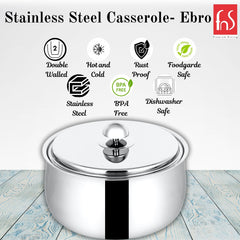 FnS Ebro Stainless Steel Casserole (2000 ML)