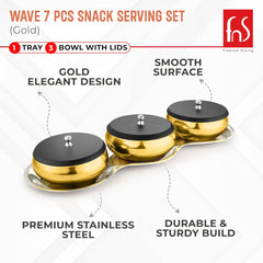 FnS Wave 7 Pc Snacks Serving Bowl Gold