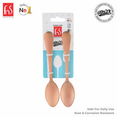 Chef Vicky Ratnani's Signature Collection By FnS Livo Rose Gold Stainless Steel Dessert Spoon 6 Pcs Set | Premium refined finish Handle Design Cutlery for Home, Dining & Kitchen