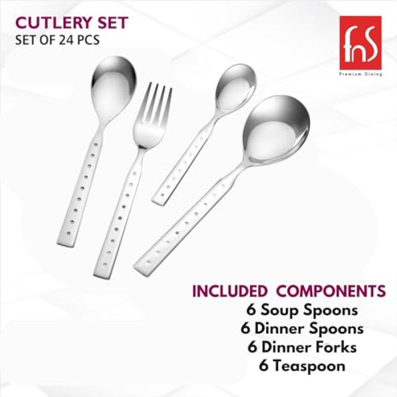 FnS Dew Stainless Steel 24 Pcs Cutlery Set