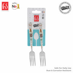 Chef Vicky Ratnani's Signature Collection By FnS Wales Stainless Steel Dessert Fork 6 Pcs Set | Premium artistic & contemporary craftsmanship detailing Handle Design Cutlery for Home, Dining & Kitchen