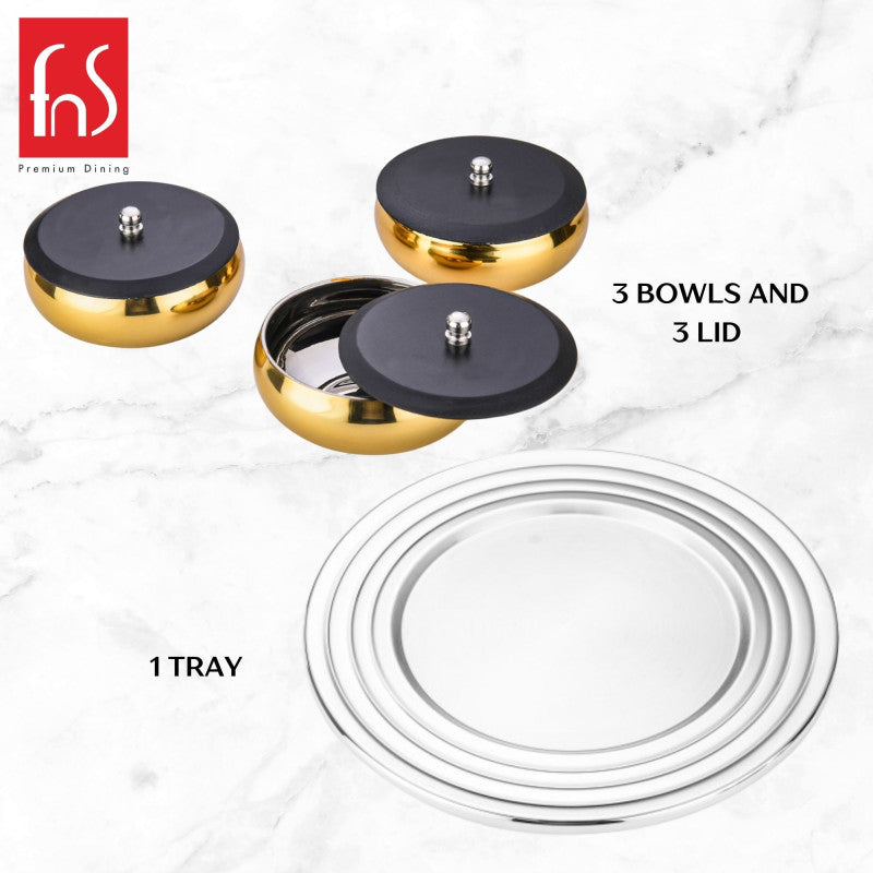 FnS Orbit4 pcs Stainless Steel Serving Set (Gold)