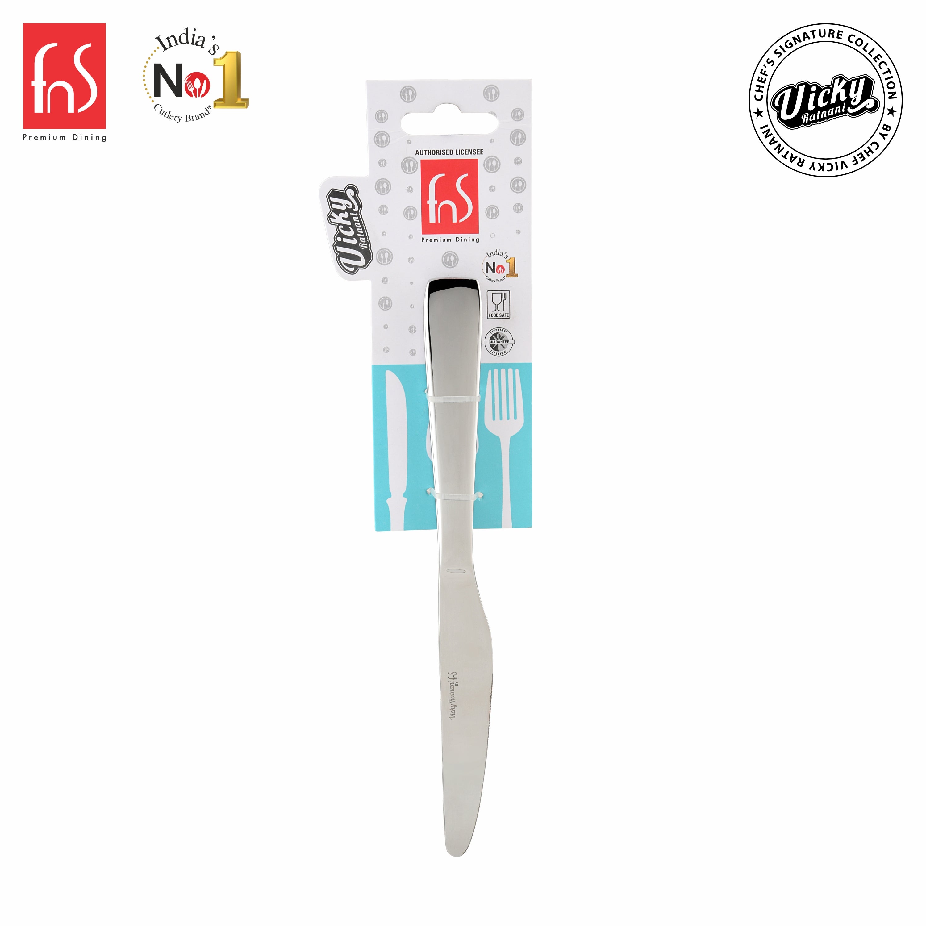 Chef Vicky Ratnani's Signature Collection By FnS Nexa Dessert Knife/Dinner knife/Butter knife 2 Pcs Set | Premium sleek contemporary Handle Design Cutlery for Home, Dining & Kitchen