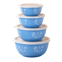 Montavo by FnS 4-Pc Sky Blue Stainless Steel Serving Bowl Set