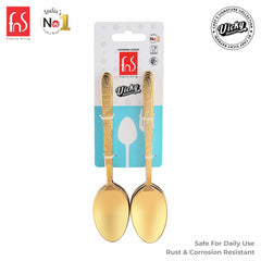 Chef Vicky Ratnani's Signature Collection By FnS Velora Stainless Steel Dessert Spoon 6 Pcs Set | Premium Textured Handle Design Cutlery for Home, Dining & Kitchen