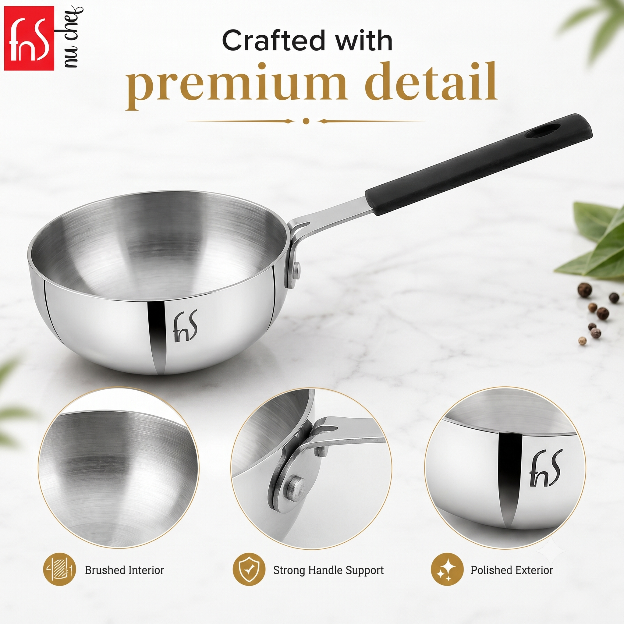 FnS Stainless Steel Mini Wok 14 cm