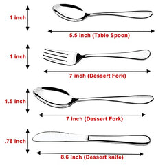 FNS Montavo Nile Stainless Steel Cutlery Set with Stand for Dining Table - Set of 24 Pieces (Contains : 6 Dinner Spoons, 6 Dinner Forks, 6 Tea Spoons & 6 Knifes)