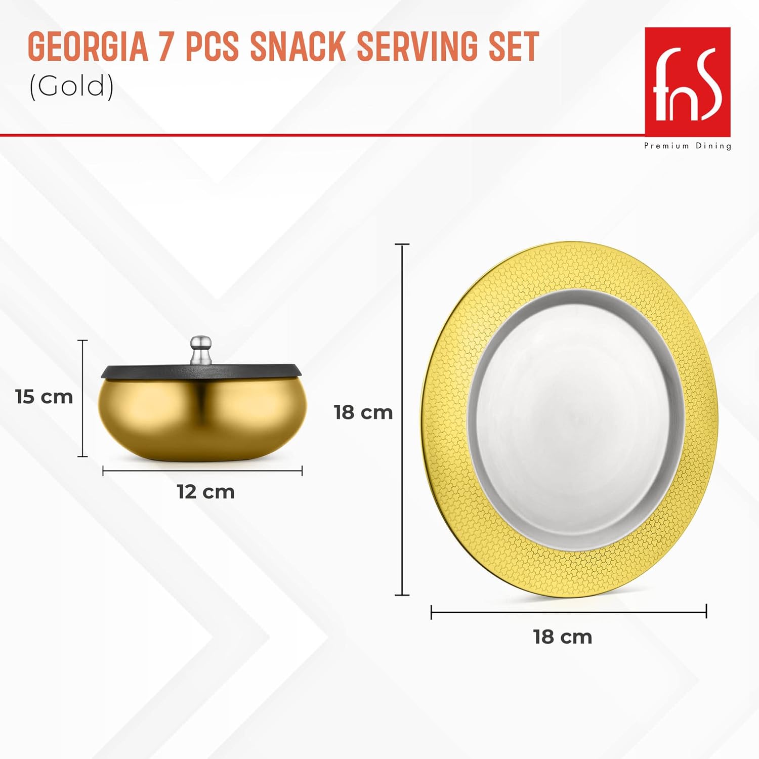 FNS Premium Stainless Steel Georgia Serving Set (Gold)