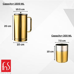 Fns Glory Stainless steel Water pitcher and glass gold