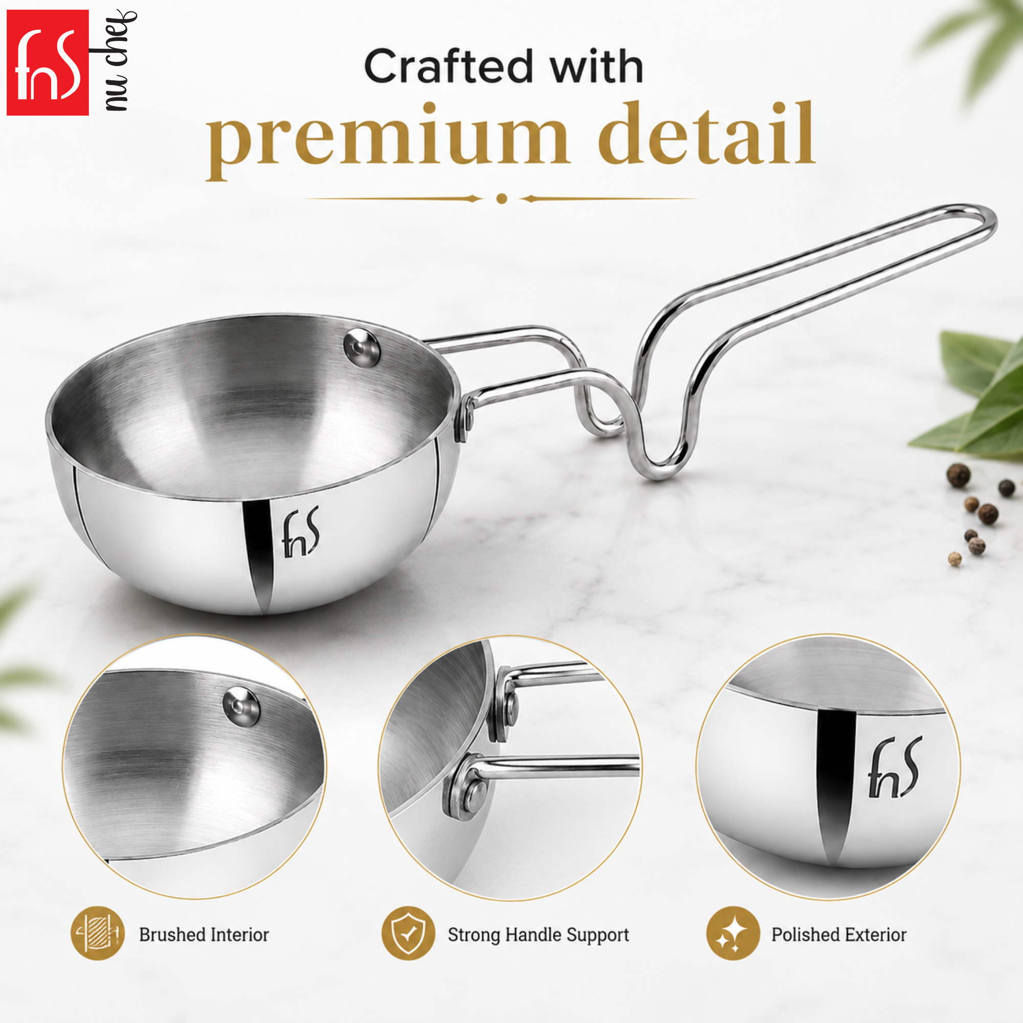 FnS Stainless Steel Mini Tadka Pan 12 cm
