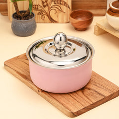 FNS Alwin Pink Finish Stainless Steel Casserole with Lid (1600 ml)