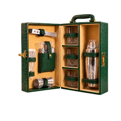 Spirito Mini Cabinet – 8-Piece Leather Bar Set