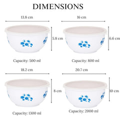 Montavo by FnS White Steel Serving Bowl Set of 4 Bowls (500 ml, 800 ml, 1300 ml, 2000 ml)