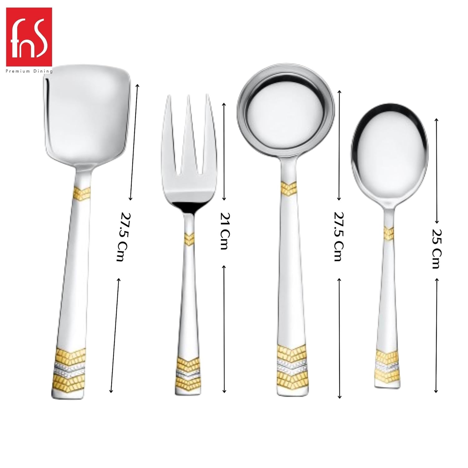 FnS RAGA 24 Karat Gold Plated Stainless Steel Serving set of 4