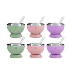 FnS Mellora Multi Color Dessert Bowl Set of 6 Bowl & Spoon for Ice Cream