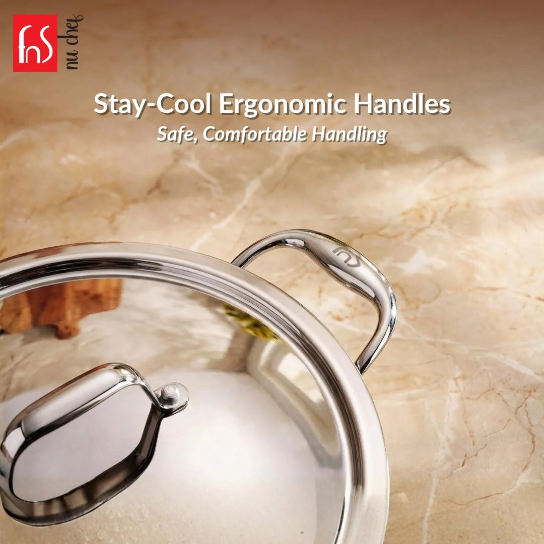 FnS NuChef Triply Stainless Steel Kadhai 32 cm