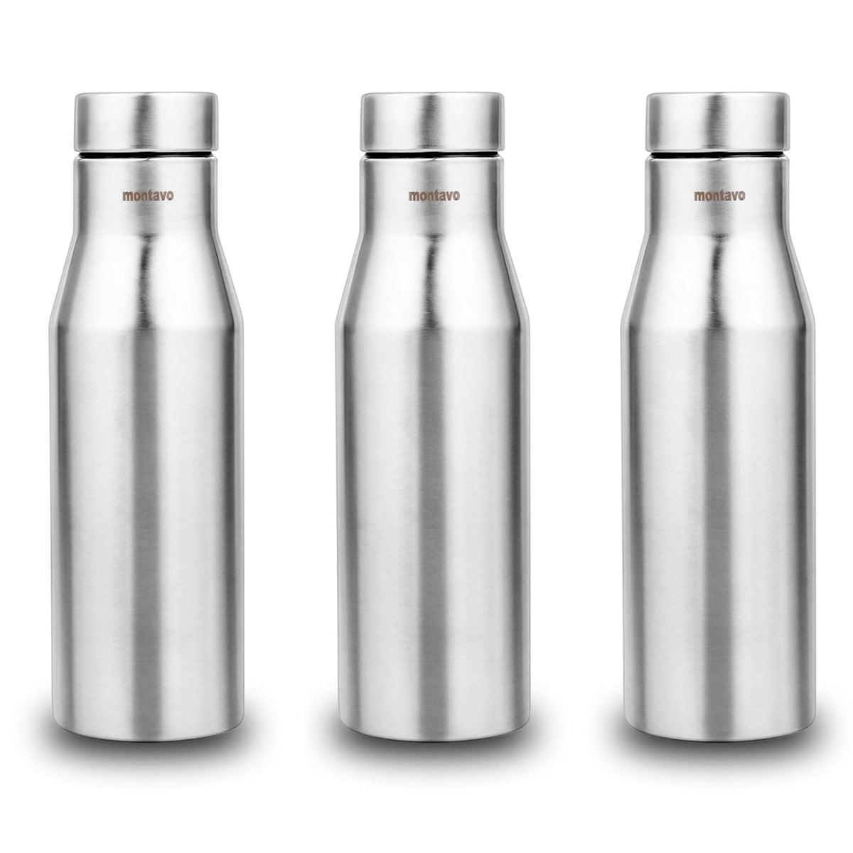 Montavo by FnS Aqua Stainless Steel Water Bottle Set of 3 (Capacity 1 ltr)
