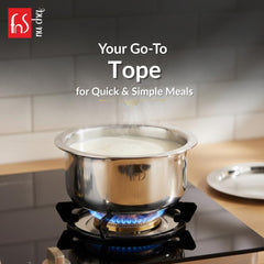 FnS NuChef Cookware Triply Tope 18 CM | Even Heat Distribution, Durable & Rust-Free Cookware