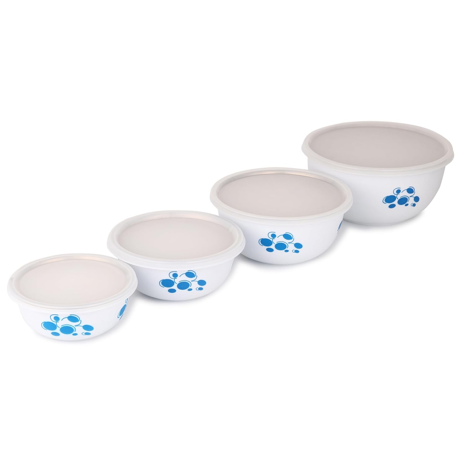 Montavo by FnS White Steel Serving Bowl Set of 4 Bowls (500 ml, 800 ml, 1300 ml, 2000 ml)