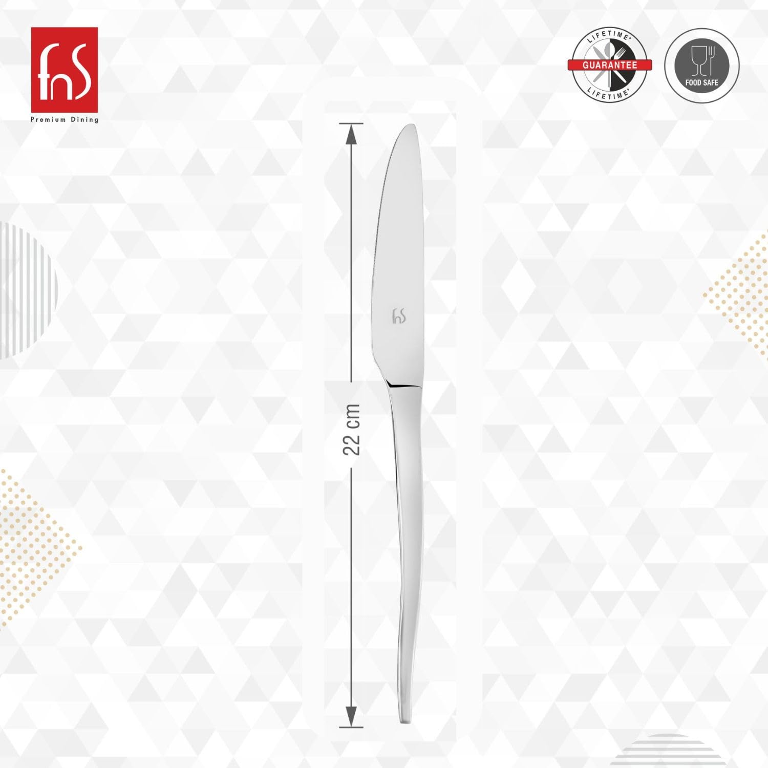 FnS Slimline Stainless Steel Dinner/Butter Knife Set of 2 for Home and Kitchen