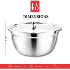 Montavo by FnS Stainless Steel Serving Bowl with Stainless Steel Lid, Set of 3 Small Medium and Large, Food Grade Safe | Easy to Carry | Easy to Store
