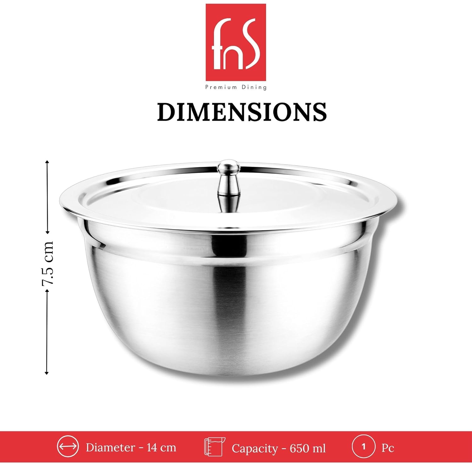 Montavo by FnS Stainless Steel Serving Bowl with Stainless Steel Lid, Set of 3 Small Medium and Large, Food Grade Safe | Easy to Carry | Easy to Store