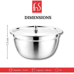 Montavo by FnS Stainless Steel Serving Bowl with Stainless Steel Lid, Set of 3 Small Medium and Large, Food Grade Safe | Easy to Carry | Easy to Store
