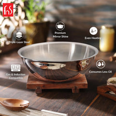 FnS NuChef Cookware Triply Tasla 22 CM | Even Heat Distribution, Durable & Rust-Free Cookware