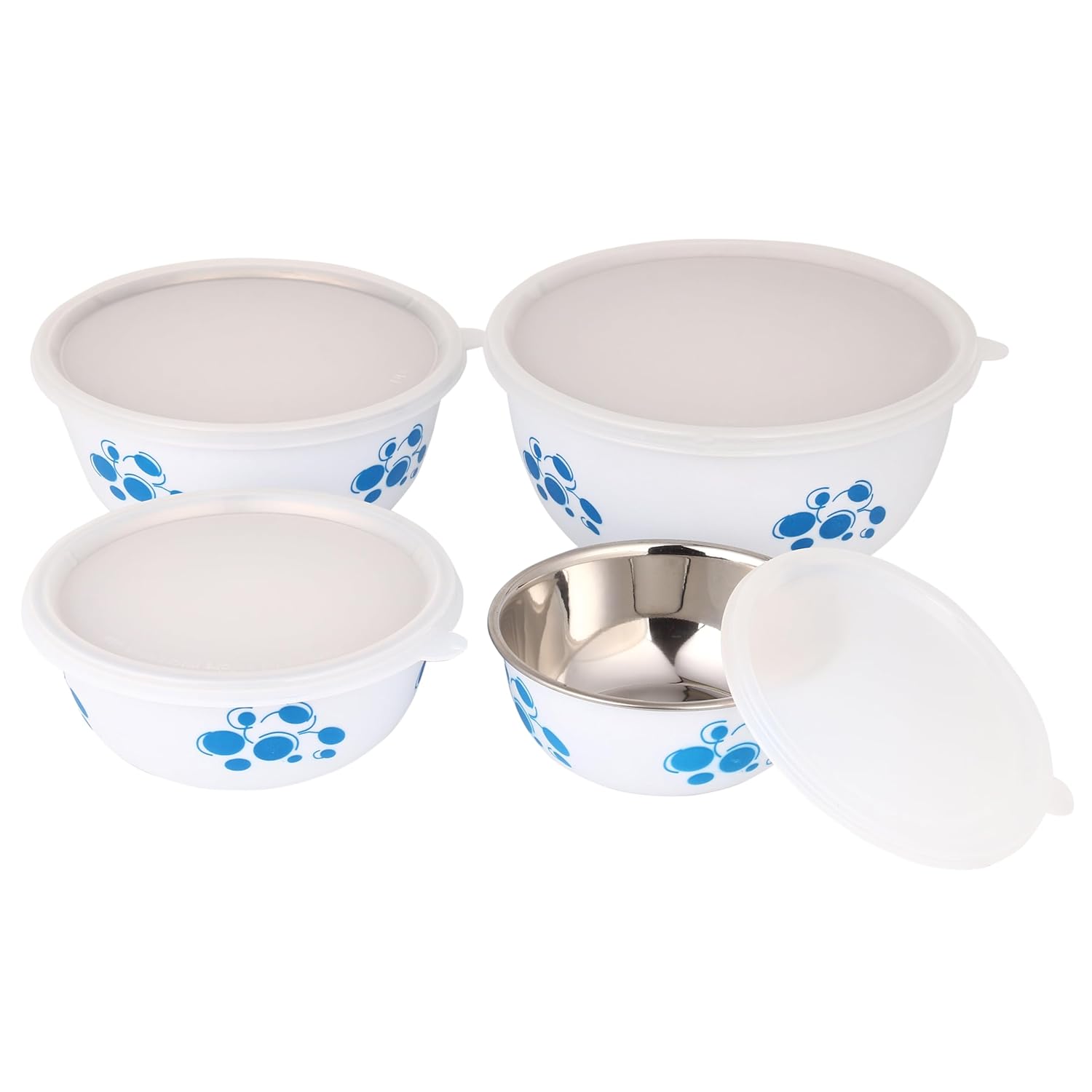 Montavo by FnS White Steel Serving Bowl Set of 4 Bowls (500 ml, 800 ml, 1300 ml, 2000 ml)