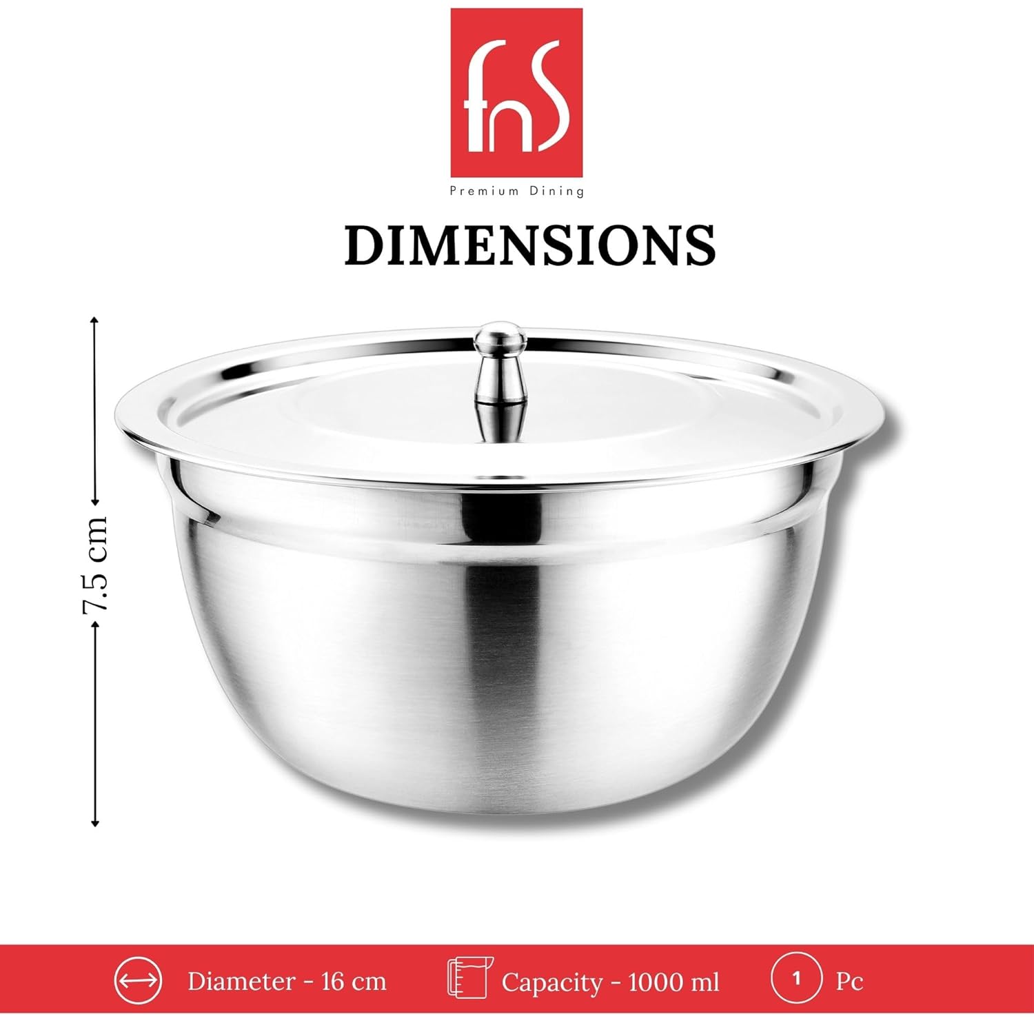 Montavo by FnS Stainless Steel Serving Bowl with Stainless Steel Lid, Set of 3 Small Medium and Large, Food Grade Safe | Easy to Carry | Easy to Store