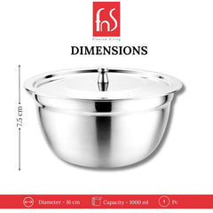 Montavo by FnS Stainless Steel Serving Bowl with Stainless Steel Lid, Set of 3 Small Medium and Large, Food Grade Safe | Easy to Carry | Easy to Store