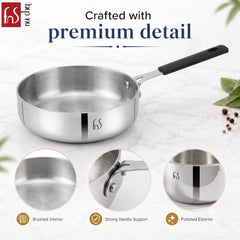 FnS NuChef Stainless Steel Mini Triply Fry Pan 14 cm