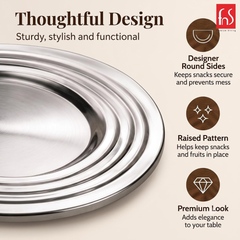 FnS Orbit Stainless Steel Serving Set for Snacks, Dry Fruits, Dessert (Rose Gold)