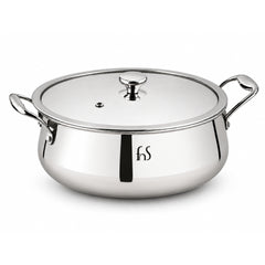 FnS NuChef Triply Stainless Steel Biryani Handi 24 cm with Glass Lid