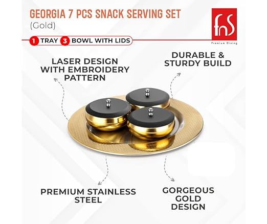 FNS Premium Stainless Steel Georgia Serving Set (Gold)