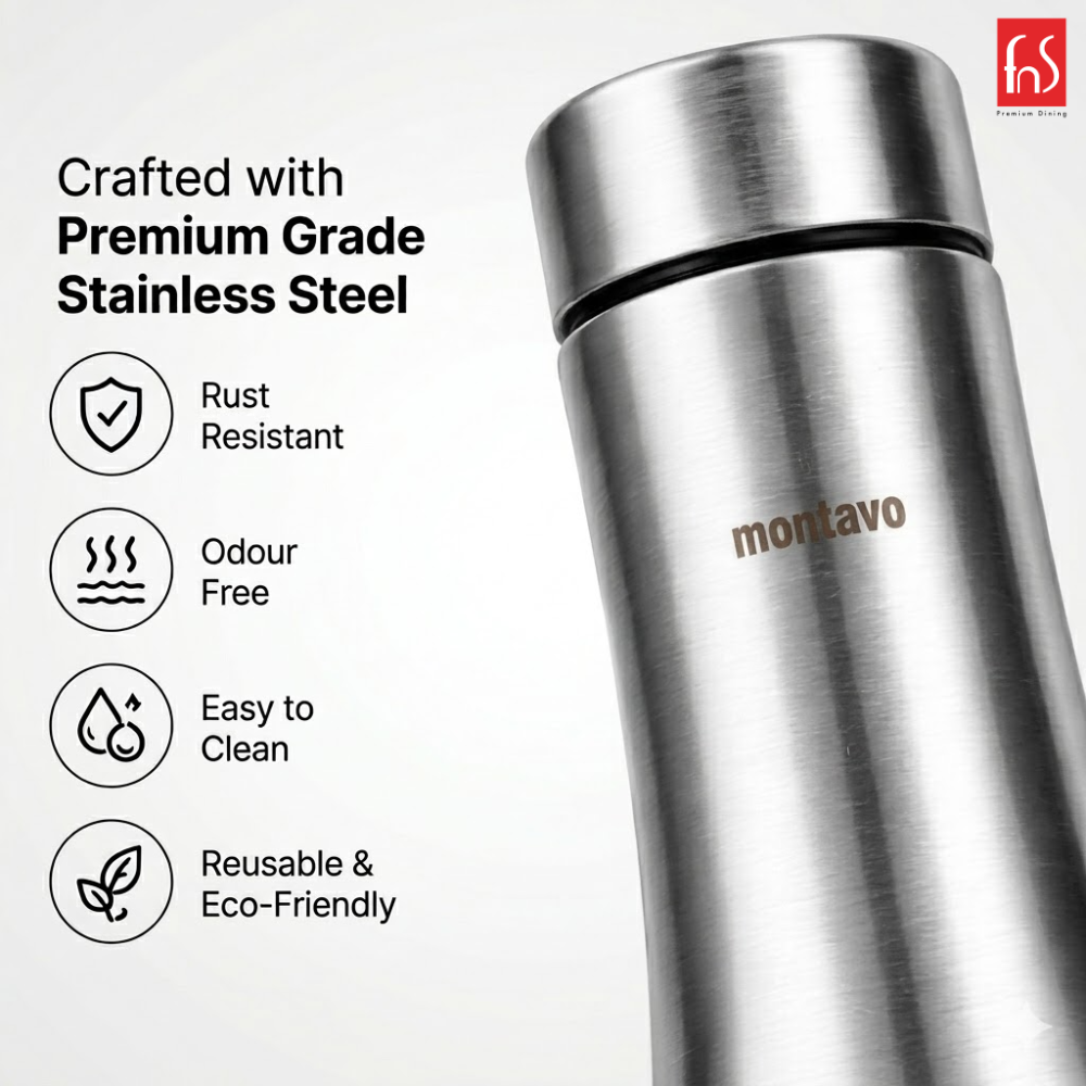 Montavo by FnS Purify Stainless Steel Water Bottle Set of 5 (Capacity 750 ml)