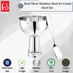 FnS Basil Stainless Steel Bowls Set of 6- Silver