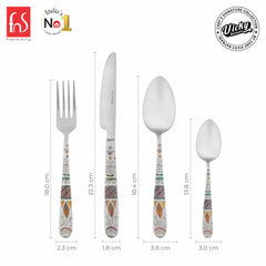 Chef Vicky Ratnani's Signature Collection By FnS Wales Stainless Steel 24 Pcs Cutlery Set with Box Pack | 6 Dinner Spoon, 6 Dinner Fork, 6 Dinner Knife/Butter Knife, 6 Teaspoon