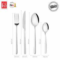 Chef Vicky Ratnani's Signature Collection By FnS Thames Stainless Steel 24 Pcs Cutlery Set with Box Pack | 6 Dinner Spoon, 6 Dinner Fork, 6 Dinner Knife/Butter Knife, 6 Teaspoon | Premium modern minimalism Handle Design Cutlery for Home, Dining & Kitchen