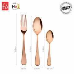 Chef Vicky Ratnani's Signature Collection By FnS Livo Rose Gold Stainless Steel 18 Pcs Cutlery Set with Box Pack | 6 Dinner Spoons, 6 Dinner Forks, 6 Tea Spoons | Premium refined finish Handle Design Cutlery for Home, Dining & Kitchen