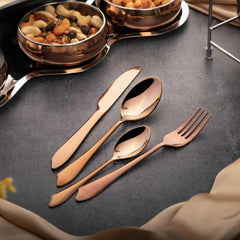 Montavo By FnS Palma 24 pcs Rose Gold Cutlery Set With Stand