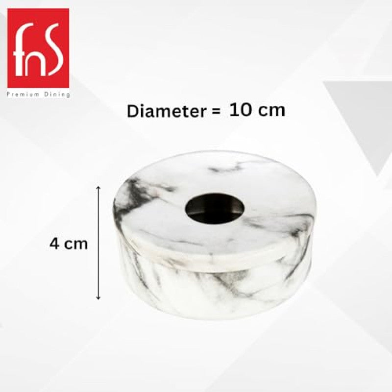 FnS Matto Marbel Finish Steel Ashtray with Lid