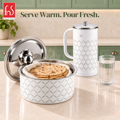 FnS Lecce 2-Pc White Designer Pitcher & Casserole Combo (1600ml)