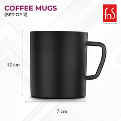 FNS Stainless Steel Coffee Mugs Black (Set of 2)