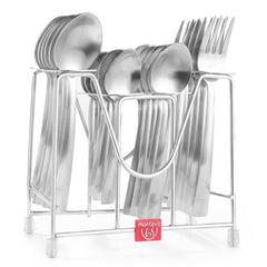 Montavo by FnS Casper Stainless Steel Cutlery Set with Stand (6 Dessert Spoon, 6 Dessert Fork, 6 Tea Spoon, 6 Baby Spoon & 1 Hanging Stand)