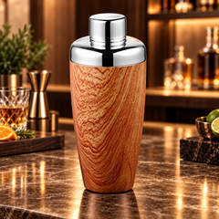 FnS Wooden Finish Stainless Steel Cocktail Shaker 650 ml