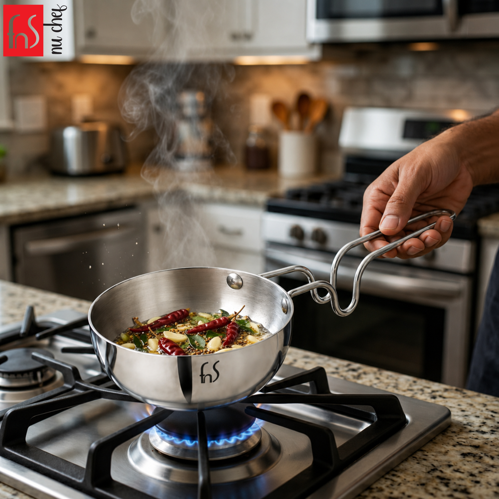 FnS Stainless Steel Mini Tadka Pan 10 cm